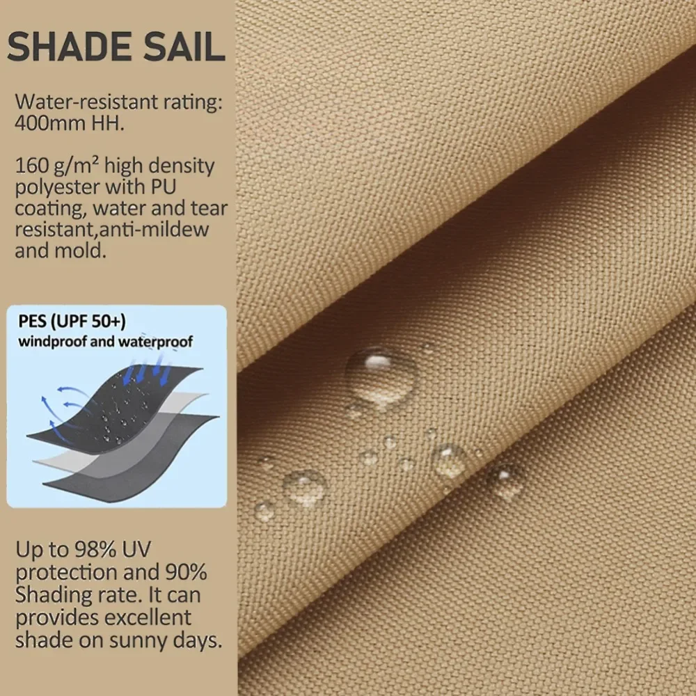Toldo triangular para sombra de sol, impermeable, bloque UV, refugio parasol para Patio exterior, jardín, patio trasero, tela, toldo de protección UV - imagen 4