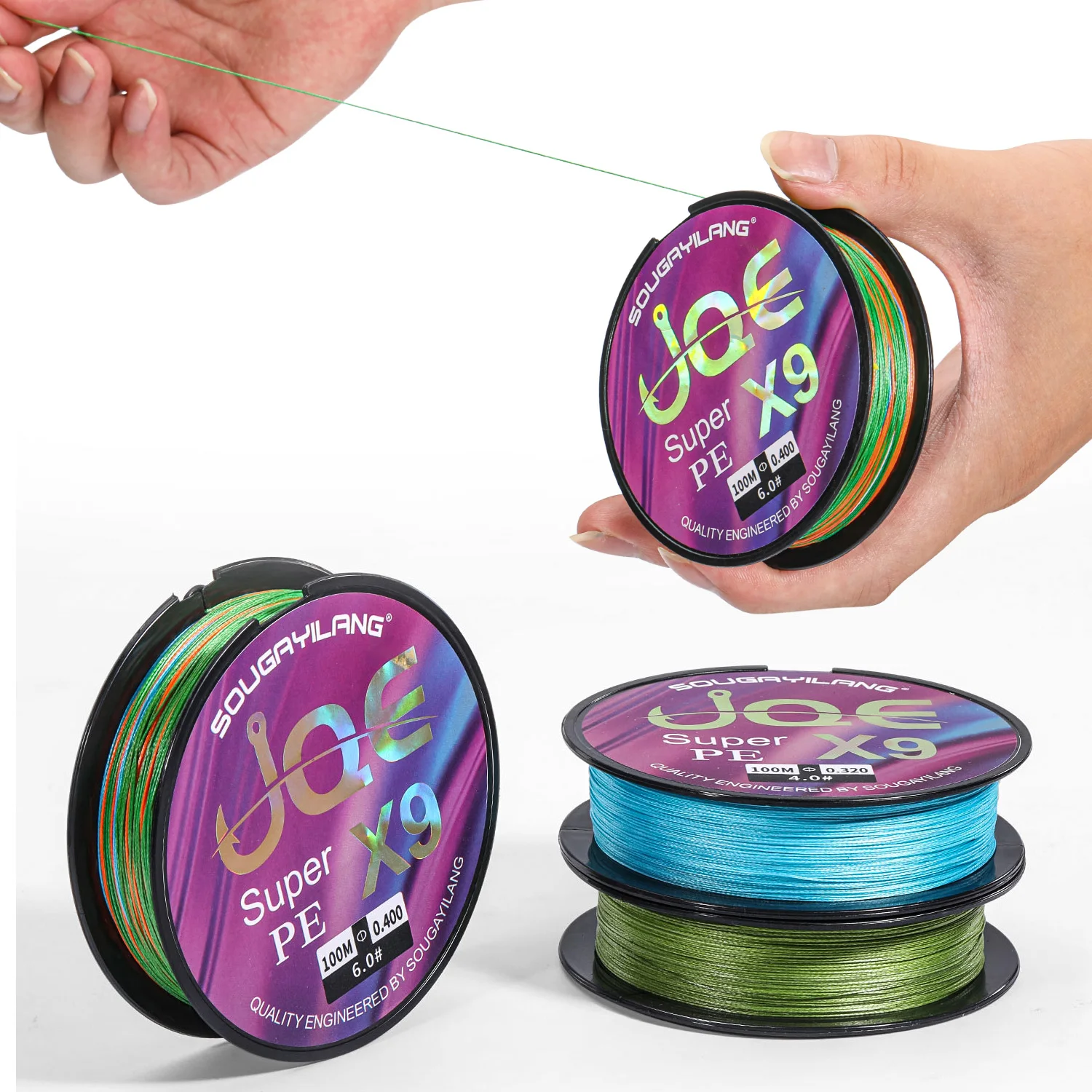 Línea de pesca Sougayilang Pe 9X trenzada 100m 3 colores para línea de pesca MaxDrag 66LB línea de PE multifilamento para pesca en agua salada - imagen 2