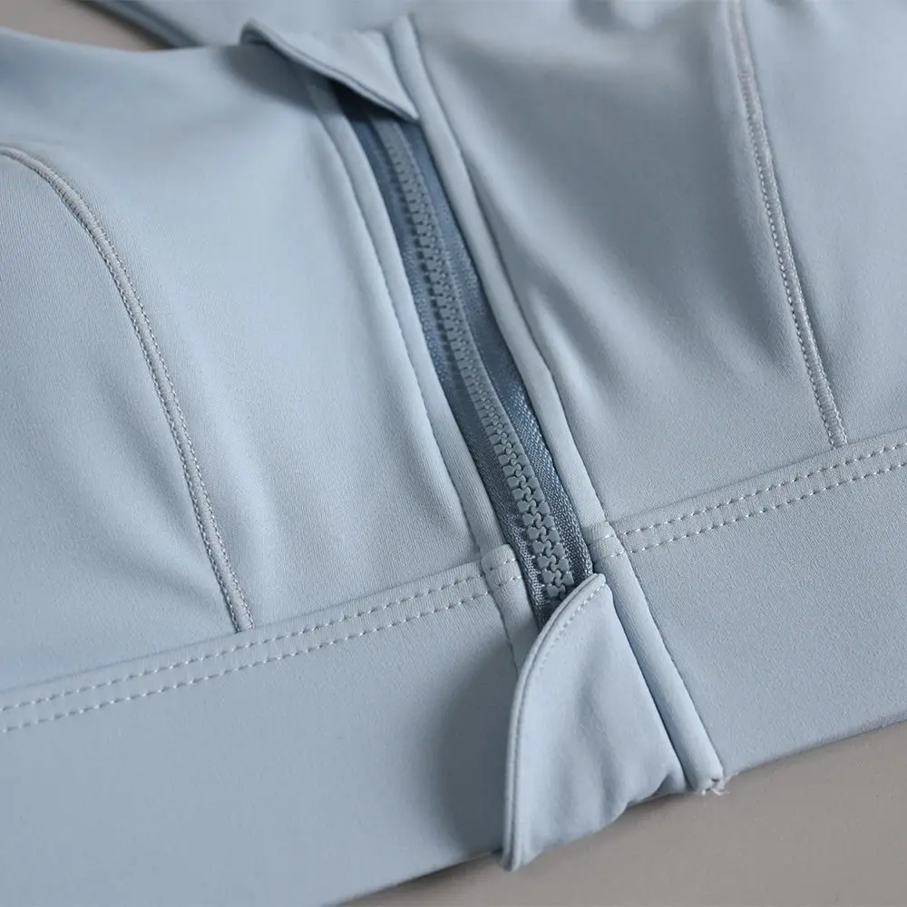 Sujetador deportivo con cremallera frontal de retales para mujer y niña, lencería antiflacidez, sujetador inalámbrico para Yoga, ropa interior ajustada a prueba de golpes - imagen 4