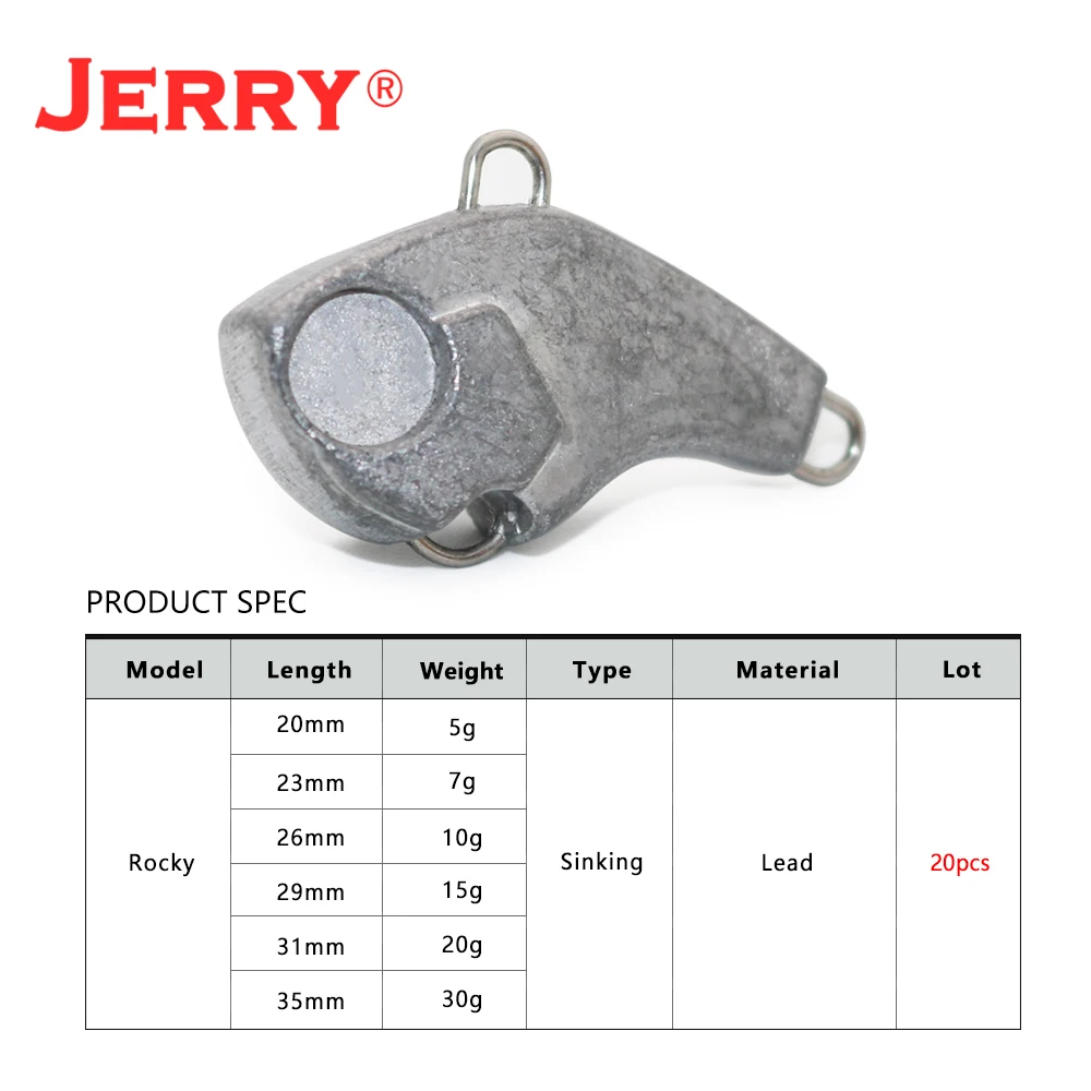 Jerry Rocky 5g10g15g 20 unids/lote sin pintar Metal fundido Jig cuchara Shore Casting Jigging pescado lubina señuelo de pesca cebo Artificial T - imagen 2