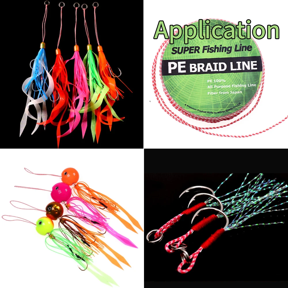 Elllv-anzuelos de asistencia trenzados de 8 hebras, línea de anzuelos de pesca en agua salada, señuelo de arrastre artesanal, 10M por rollo, 70lb-200lb - imagen 5