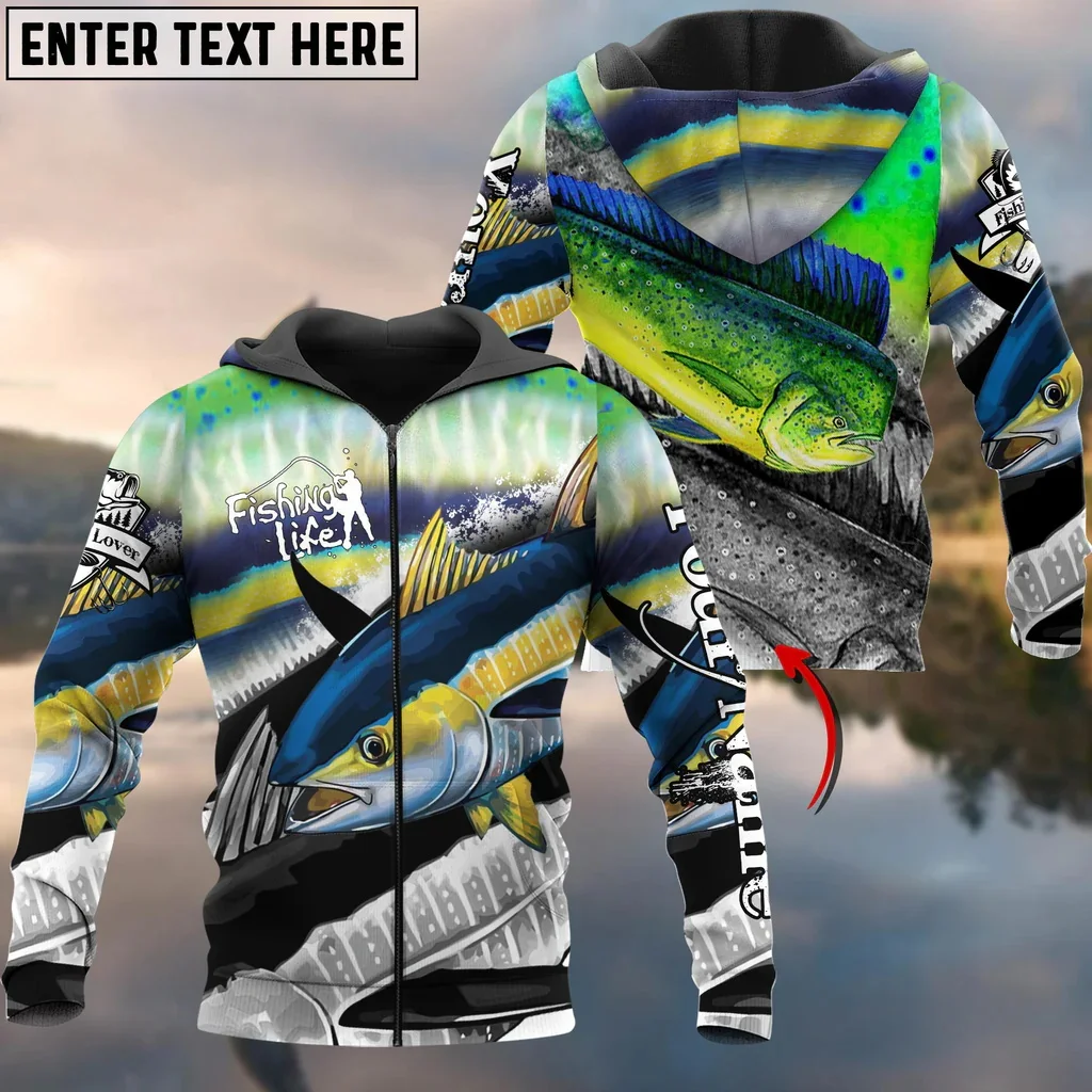 Sudadera con capucha pesca dorado y atún – Diseño 3D personalizable - imagen 3
