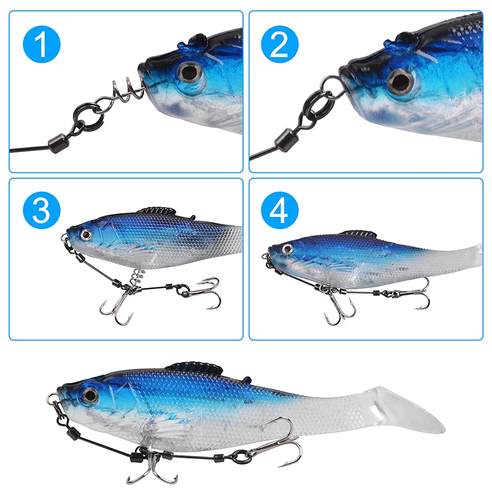 Ganchos Stinger para aparejos de pesca, Kit de 2 anzuelos triples con anillo de tornillo, conector giratorio, aparejos de rastreo de alambre líder de acero, 2 uds. - imagen 4