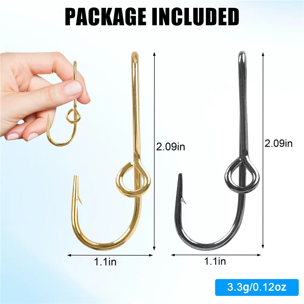 10 Uds. De anzuelo para exteriores, Clip para sombrero, Pin para sombreros, anzuelo de color personalizado para sombrero, anzuelos de pesca dorados/negros, cierre para dinero/pajarita - imagen 4