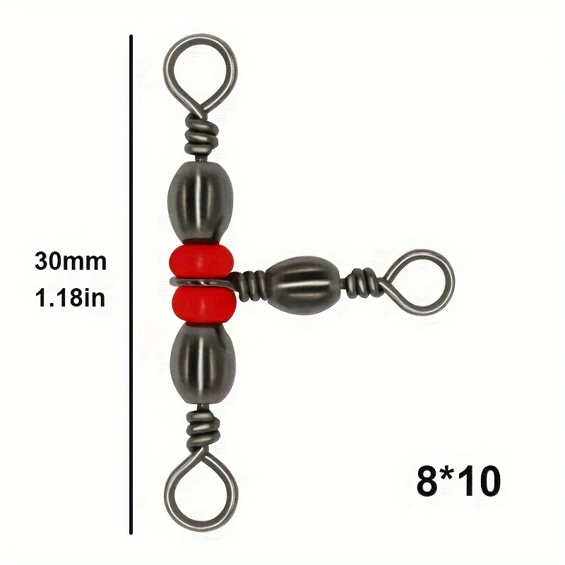 Anillos giratorios de barril tres vías con cuentas para pesca - imagen 3