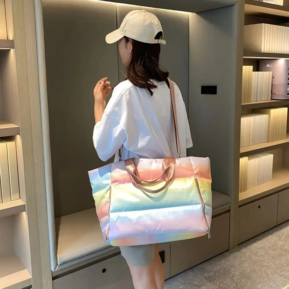 Bolsa deportiva de gran capacidad para mujer, bolsa ligera de hombro suave para esterilla de Yoga, separación en seco y húmedo, bolsa de natación impermeable plegable - imagen 2