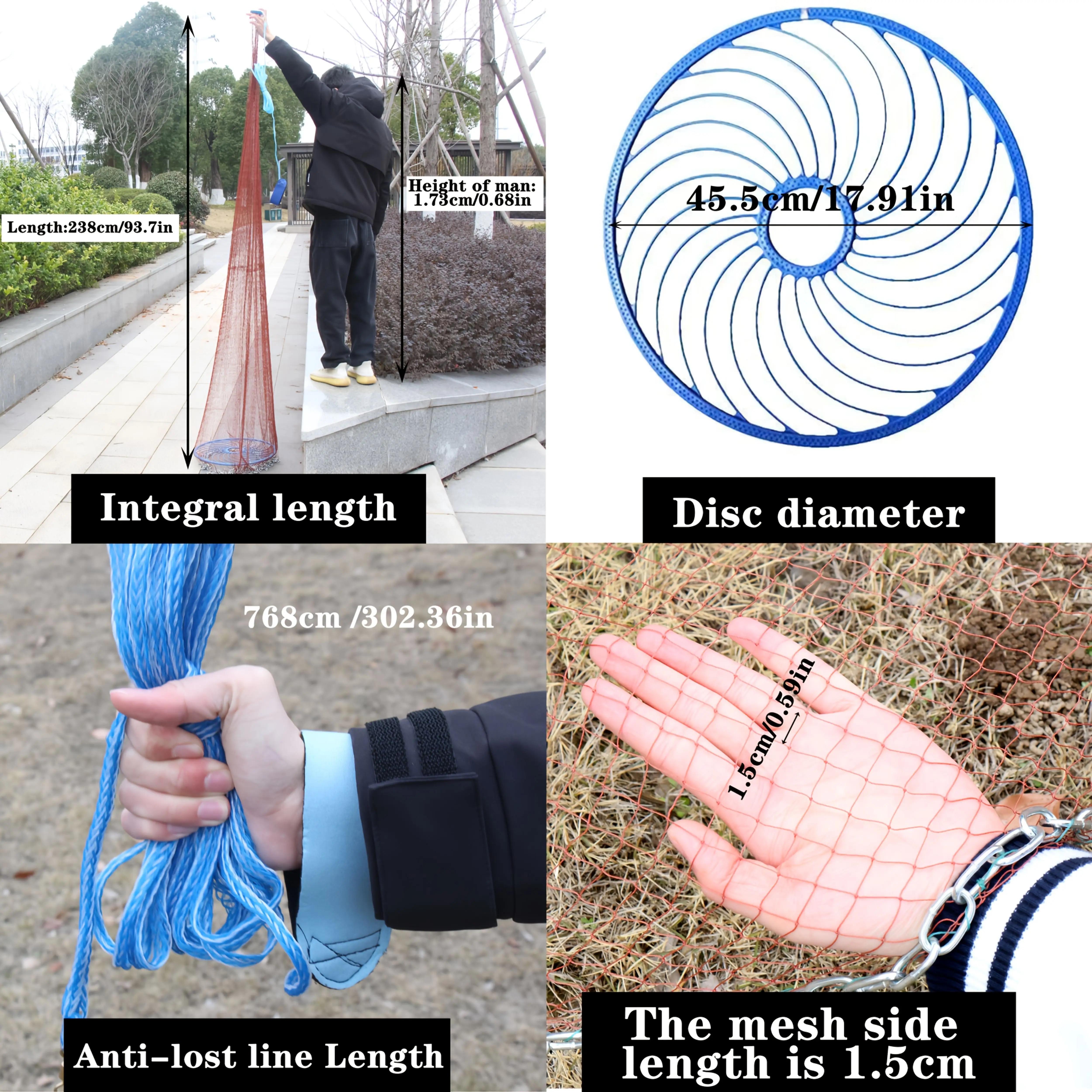 Línea multifilamento/sedal de pesca monofilamento, red fundida para pescar con plomo de acero, red de pesca para lanzar a mano al aire libre - imagen 2