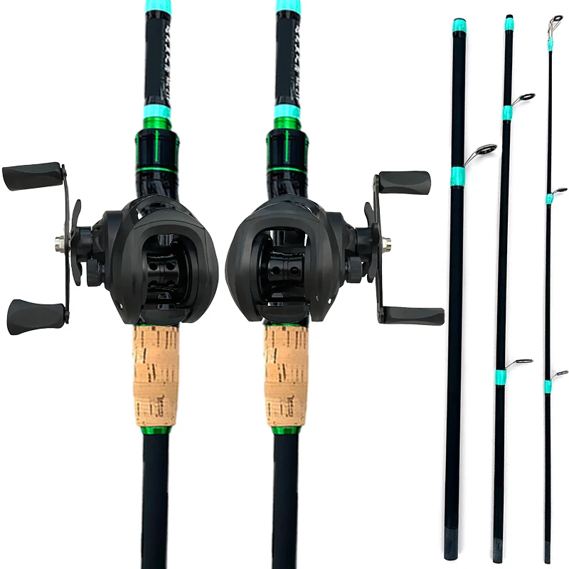 Aparejos de Pesca para principiantes/avvanzados, Combo de caña de pescar de 1,8/2,1 m y relación de engranaje 7,2: 1, carrete de Baitcasting suave, arrastre máximo de 8KG