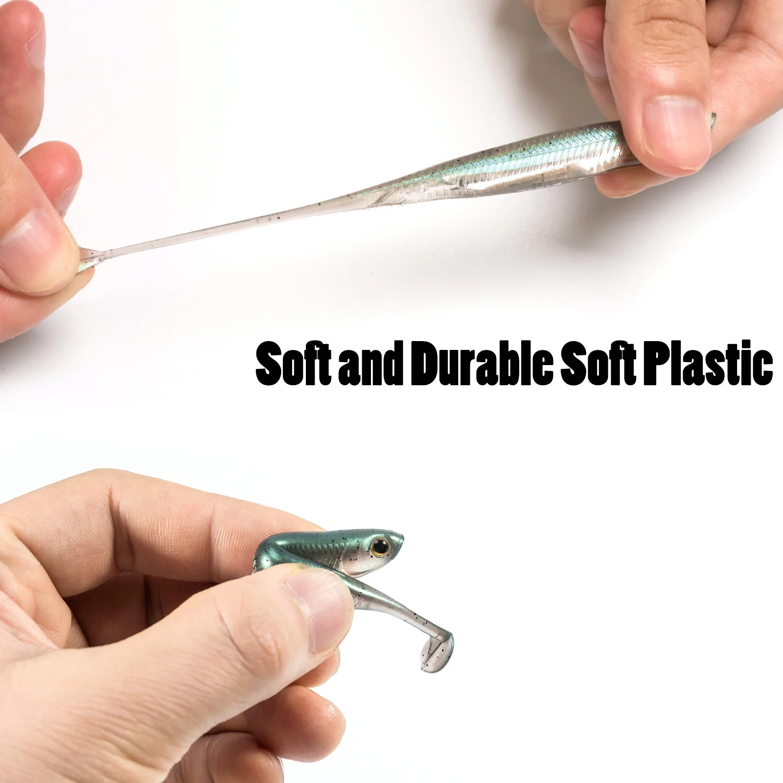 Dr.Fish 5/6 Uds. Señuelos de pesca de plástico suave, cebo de silicona, cola de paleta, sábalo, gusano, Swimbaits, lubina de agua dulce, trucha, 70mm, 80mm, 100mm - imagen 4