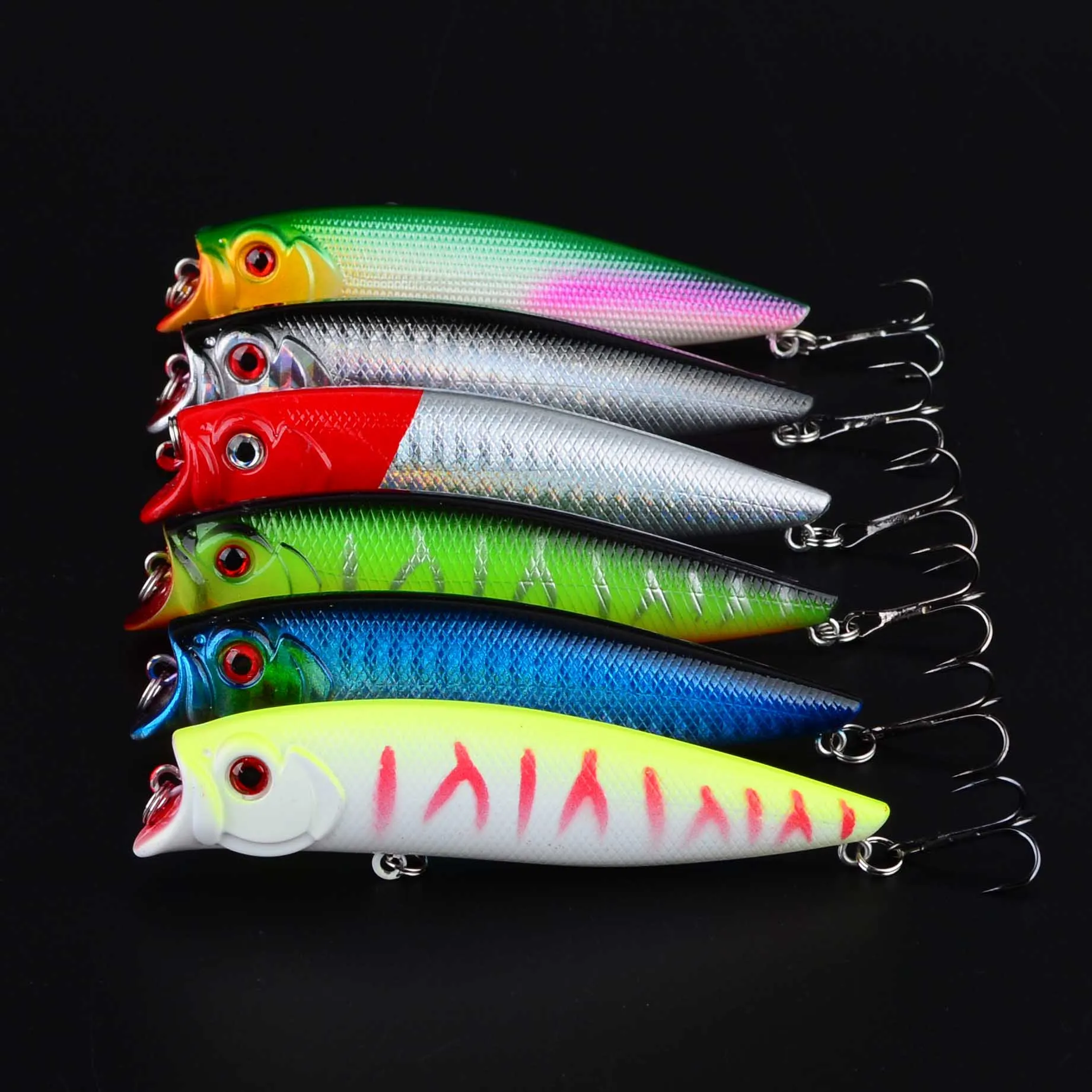 1 unidad Topwater Popper pesca en agua salada cebo flotante cebo duro Wobblers artificiales aparejos de pesca de plástico para Lucio - imagen 2