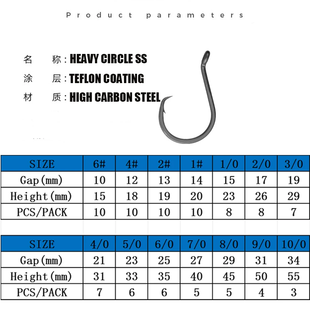 Gancho de agua de mar BKK Heavy Circle SS, acero rico en carbono, revestimiento de teflón, anzuelos de placa de hierro anticorrosión para accesorios de pesca - imagen 5