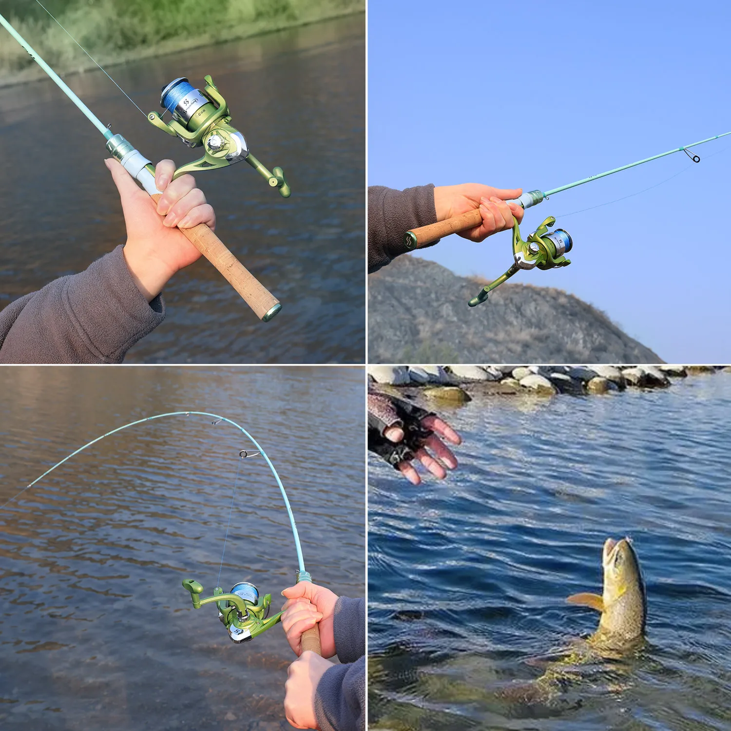 Cañas de pescar de carbono de 2 secciones Sougayilang, caña con mango de corcho de alta sensibilidad, caña de señuelo de 1,8 m y 2,1 m para diferentes escenarios de pesca - imagen 5