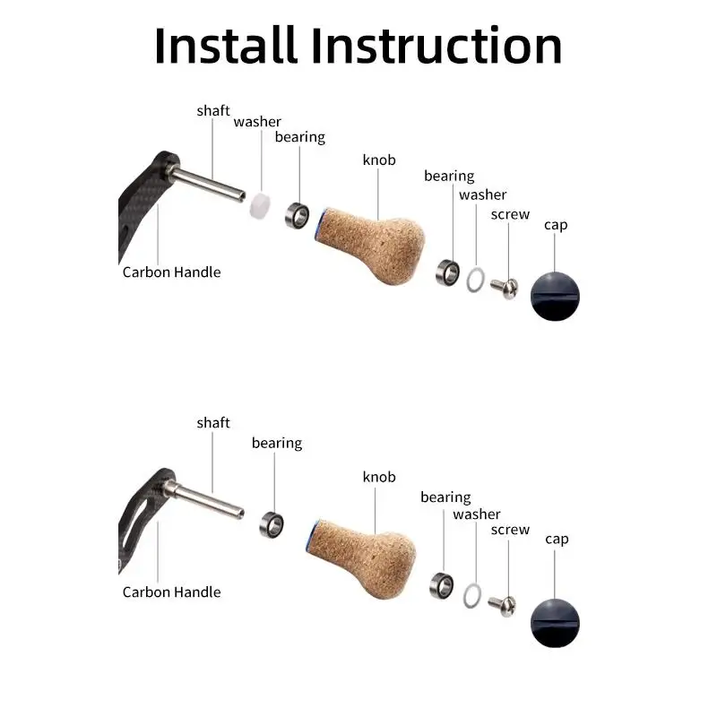 Ruke nuevo 1 pieza de mango de carrete de pesca, perilla de goma de madera suave, peso 11g para rodamientos de 7*4*2,5mm, traje tipo Shi/Dai, accesorio DIY - imagen 4