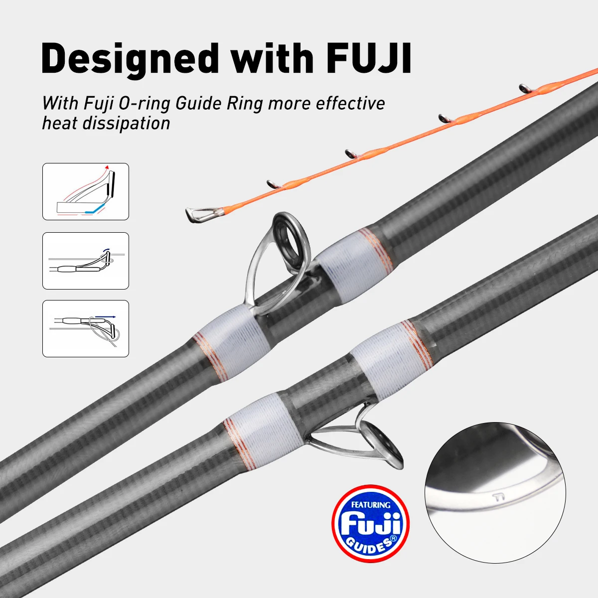 Caña de pescar de calamar Johncoo, potente acción 9:1, caña de pescar XUL de 1,58 m para sepia, caña de pescar de titanio - imagen 3