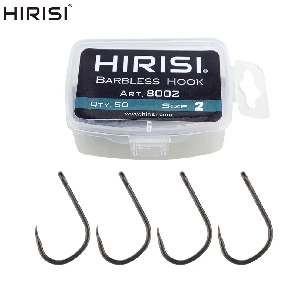 Hirisi 50 Uds revestimiento de PTFE anzuelos sin púas de acero inoxidable con alto contenido de carbono 8002 accesorios de pesca - imagen 4