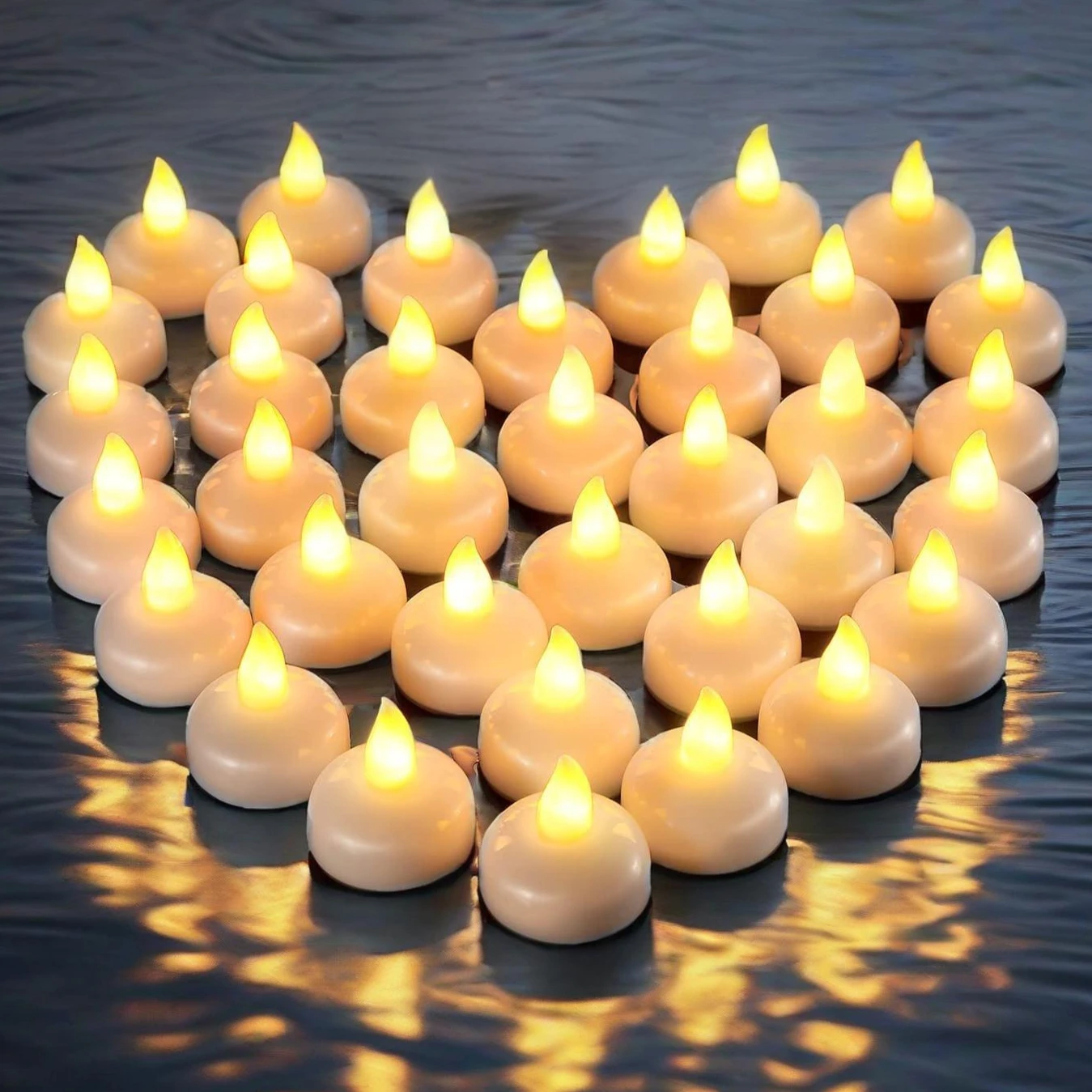 Velas flotantes LED sin llama parpadeantes, velas de té impermeables para bañera, piscina, jarrón, decoración navideña de San Valentín - imagen 2