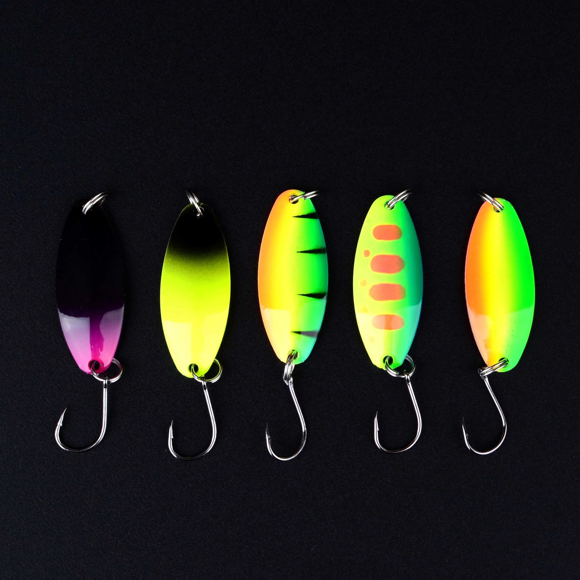 Señuelo de pesca de Metal con cuchara para trucha, cebo duro con un solo gancho, perca para trucha, salmón, 5 uds. - imagen 4