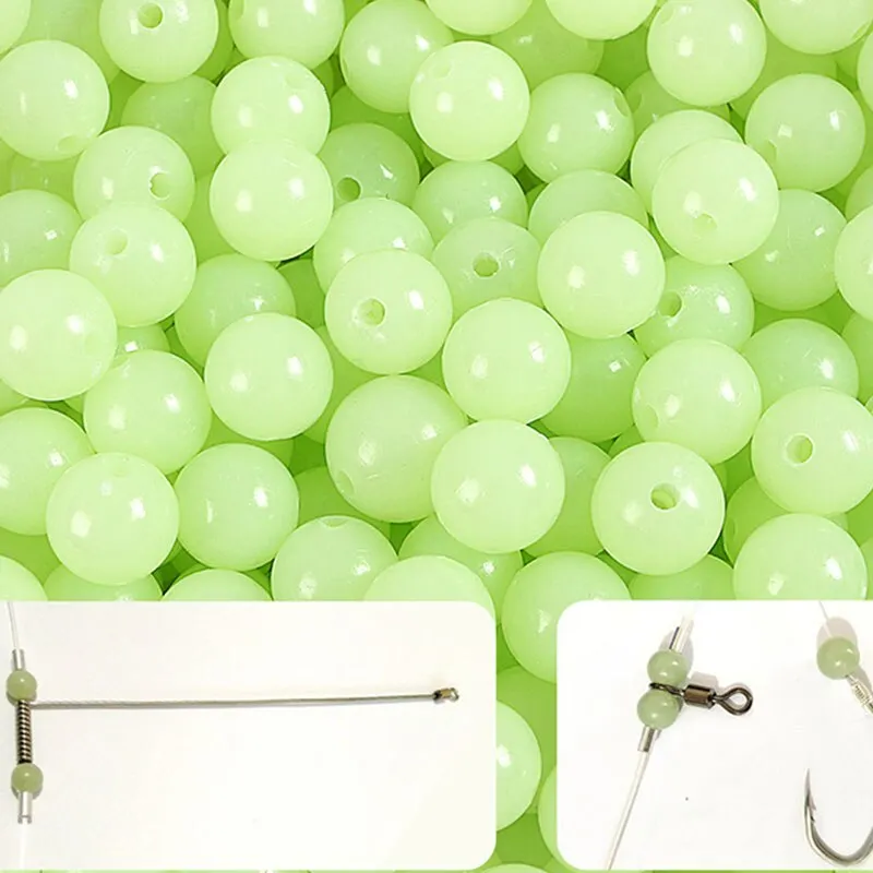 Abalorios luminosos, cuentas de espacio de pesca, 4mm, 5mm, 6mm, bolsa de 100, de goma suave señuelo, bolas flotantes brillantes para pesca al aire libre - imagen 4