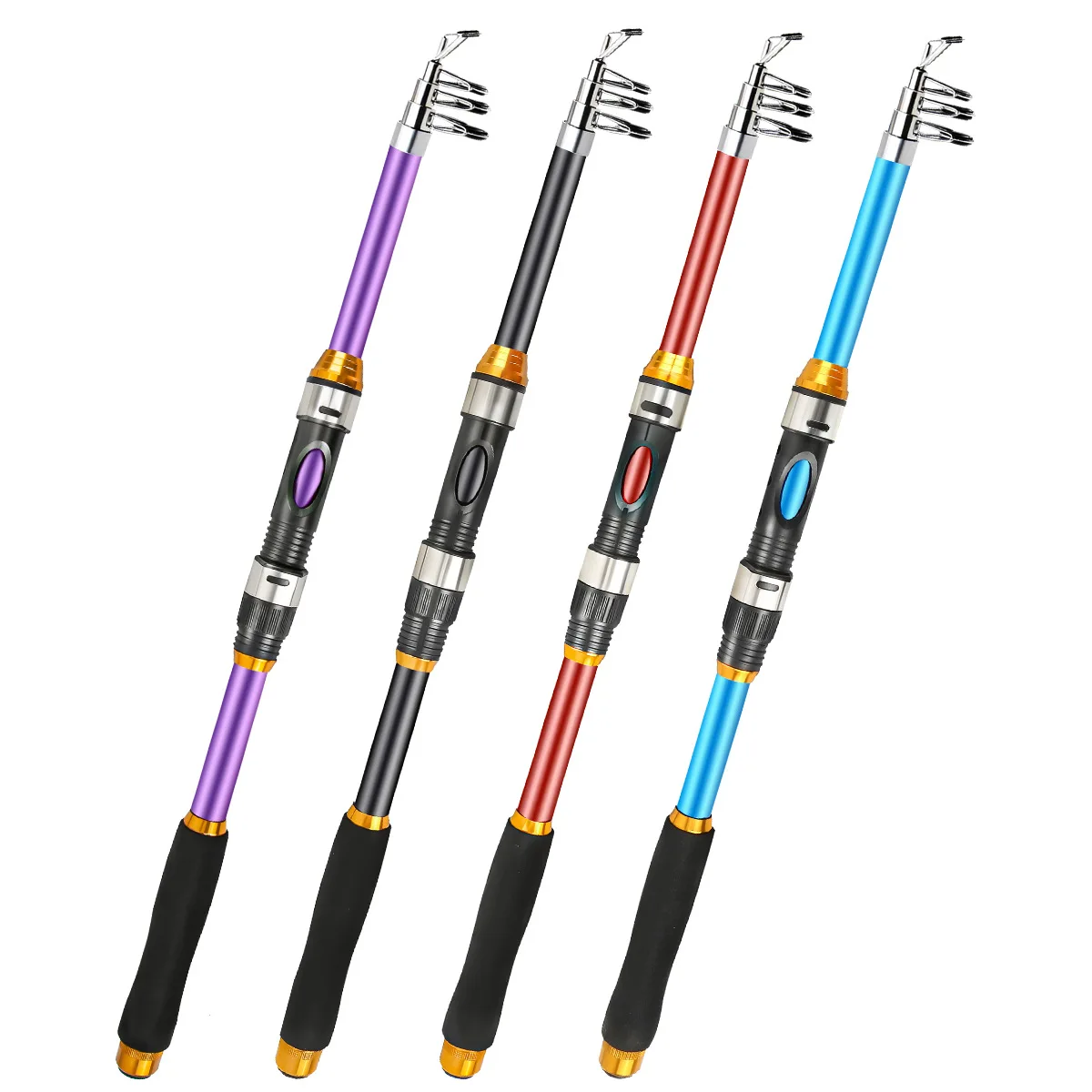 Cañas de pescar telescópicas de 2,1-3,6 M, 6-8 secciones, cañas de pescar de carpa de fibra de vidrio ultraligeras, aparejos de pesca con caña giratoria