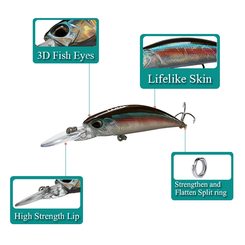 Experimente el mejor señuelo de pesca con los ojos realistas un anillo dividido para la fuerza y ​​un labio de alta resistencia