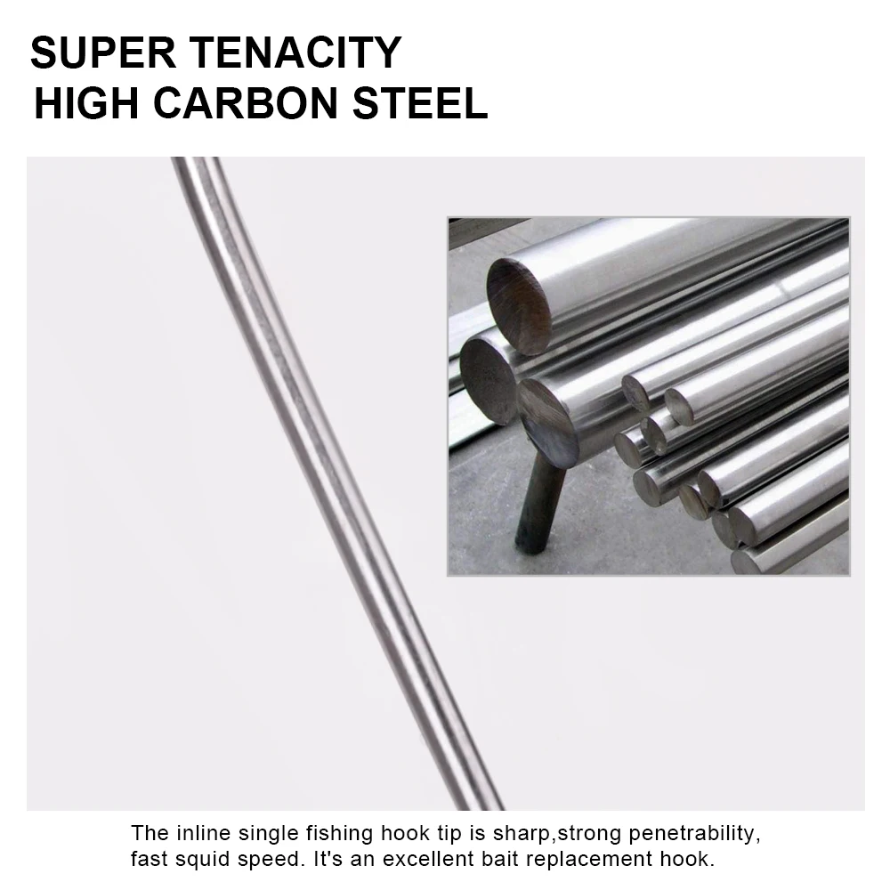 FTK-anzuelo de pesca de acero al carbono con ojo, anzuelo afilado con púas de caña larga para carpa de agua salada, accesorios 401SS, 25-50 piezas - imagen 5