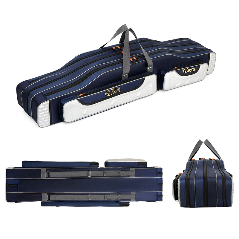 Bolsa de lona multifunción para caña de pescar, 3 capas, 4 capas, 80/90/100/120/125/130CM, bolsas de viaje, estuche de almacenamiento para Pesca XA40G - imagen 4