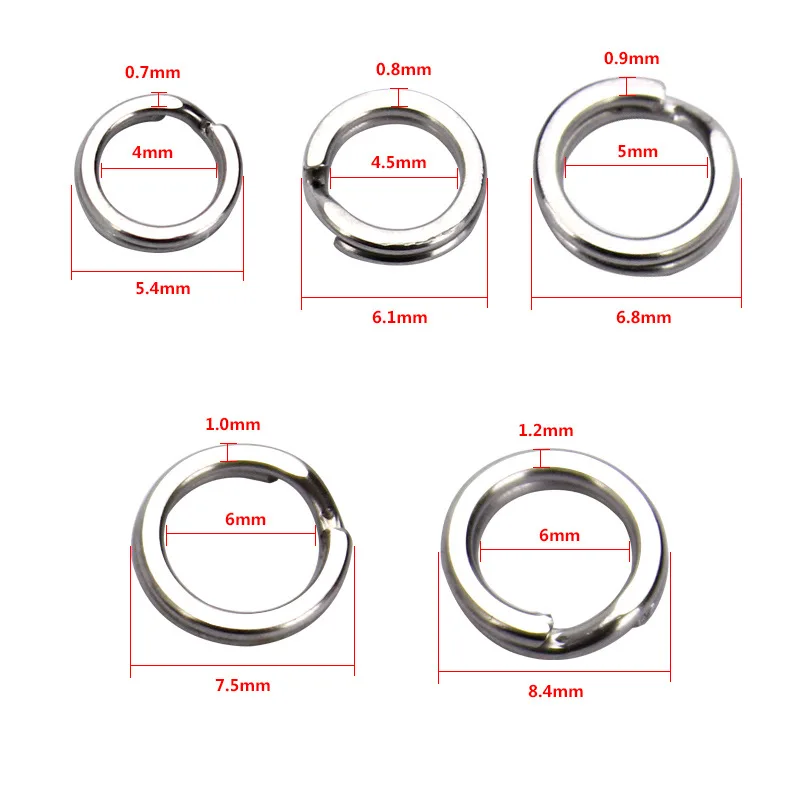 Anillo dividido de pesca, accesorios para aparejos, conector de señuelo Artificial, anillos de doble capa de acero inoxidable 304, lote de 50 piezas en oferta - imagen 3