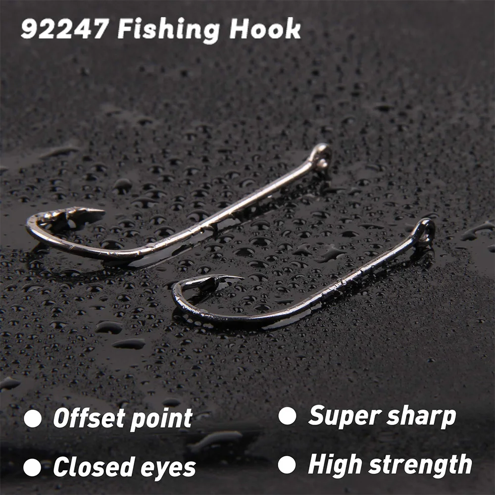 50 Uds Baitholder anzuelos de pesca con púas de vástago largo, ganchos de soporte para cebo, anzuelos compensados de acero rico en carbono, agua salada y agua dulce - imagen 5