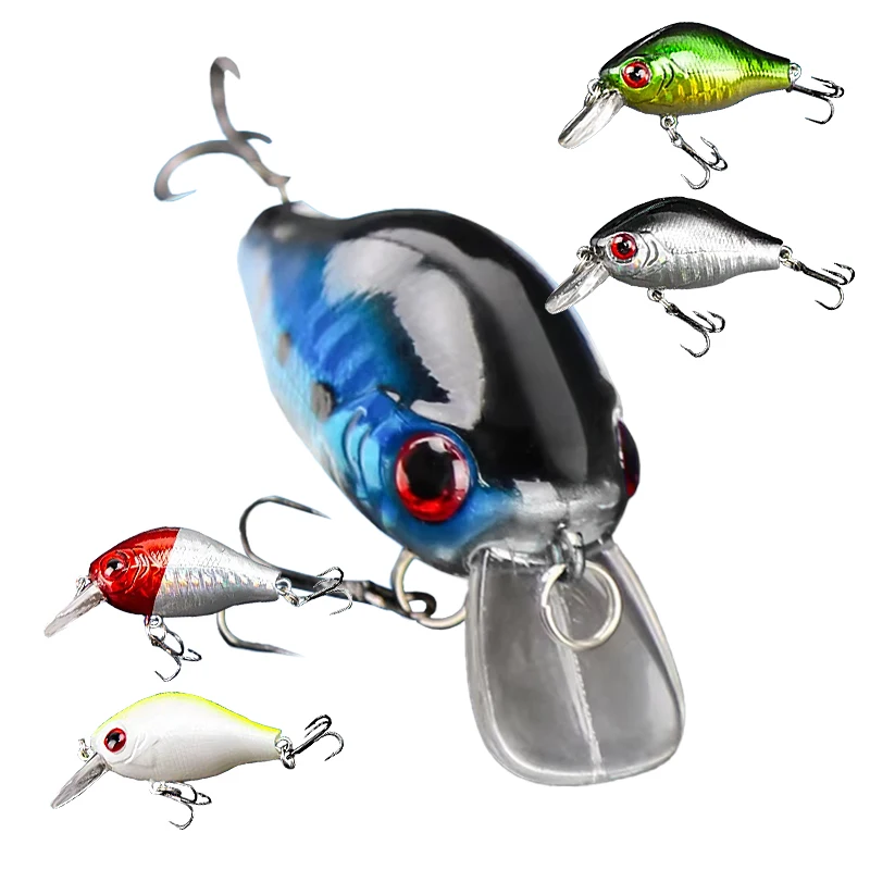 Señuelo de Pesca de cabeza roja Rock Fat, 2 uds., señuelo de Pesca Little Fat Rocker Minnow, señuelo de Pesca al aire libre, cebo duro - imagen 2