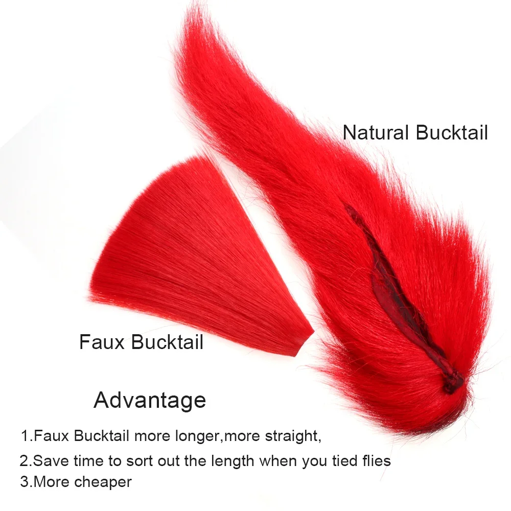 ICERIO Tying Material Long Tapered Faux Bucktail Fiber For Mayfly Tails Nymphs Minnow Streamers Poppers Musky Jig Lure