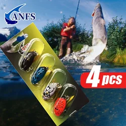 ANFS Juego de Señuelos de Pesca -4 Piezas de Cebo Artificial para Bar, Trucha - Kit de Crankbait Multicolor para Pesca en Agua Dulce y Salada