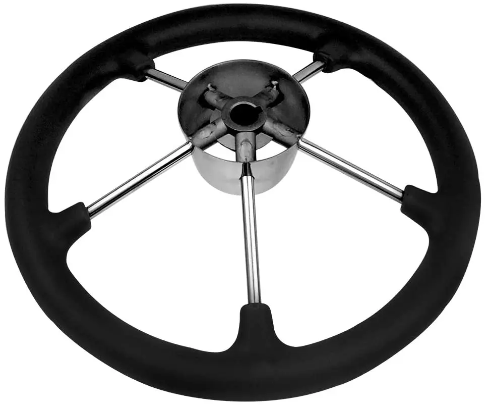 Volante marino de acero inoxidable, accesorio de 11 pulgadas con espuma negra y destructor de 5 radios para yate y barco - imagen 5