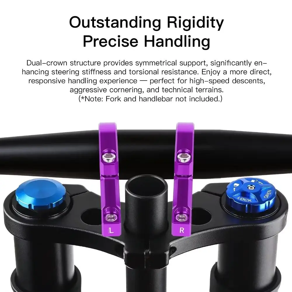 Horquilla de doble corona para bicicleta de aleación Luminum, dirección de precisión de 31,8mm, vástago de montaje directo, fácil de instalar, resistente al desgaste - imagen 2