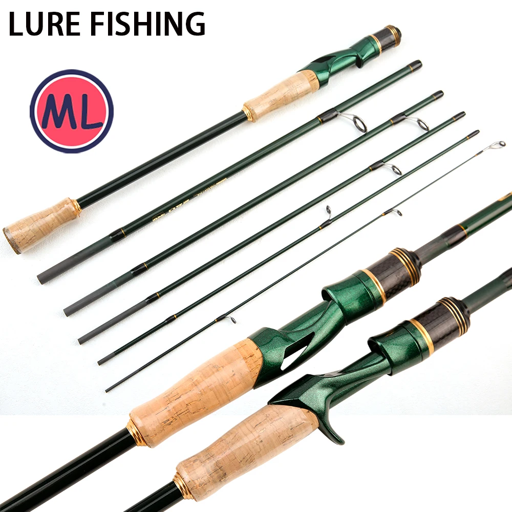Caña seccional carbono 6 tramos – 2,10 m ML ligeros para Baitcasting