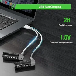 Batería recargable AA USB-C de 3400mAh 1,5V para control remoto