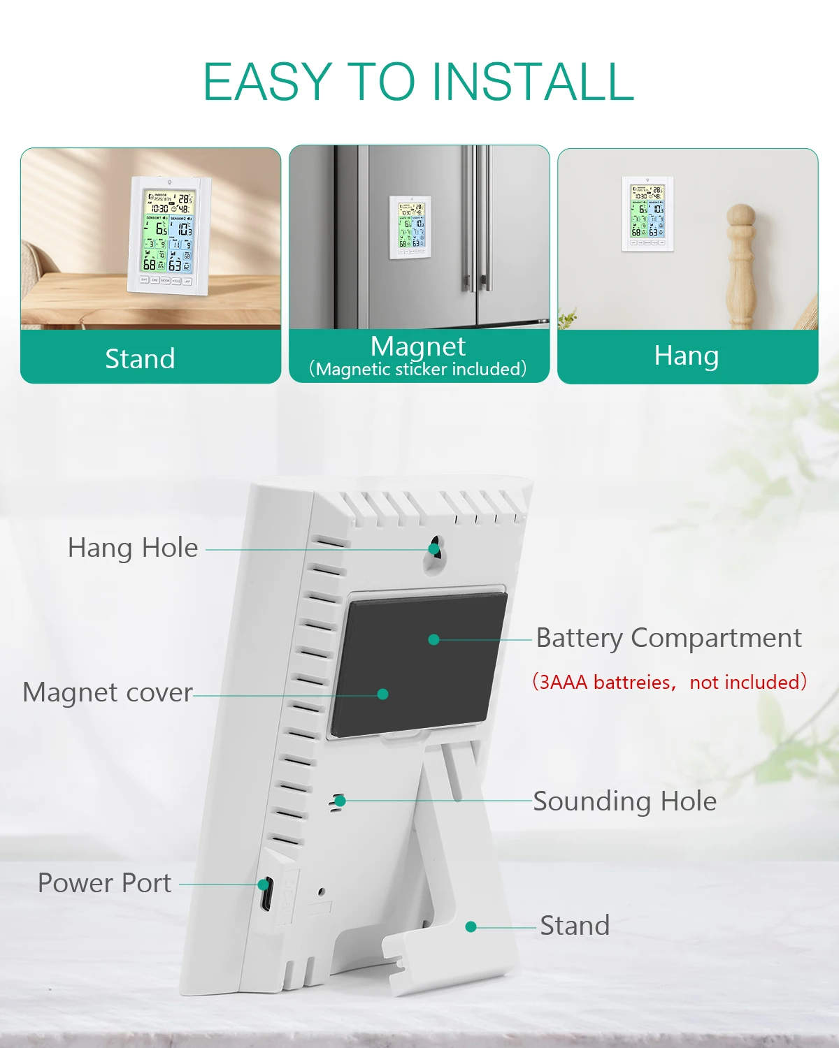 Termómetro ORIA – Inalámbrico frigorífico con alarma y doble sensor - imagen 4