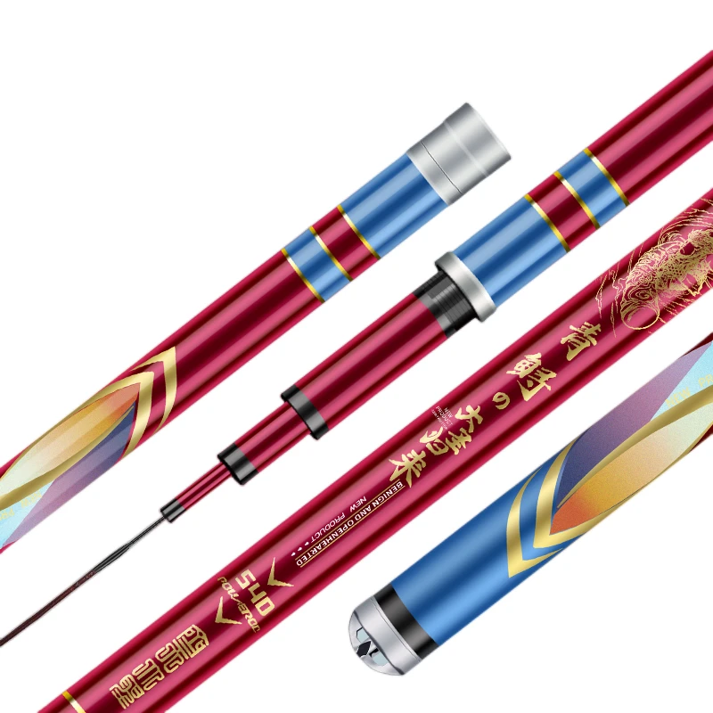Caña de pescar superdura, ultraligera, fina, de carbono, de mano, plateada, carpa, carpa, Taiwán - imagen 2