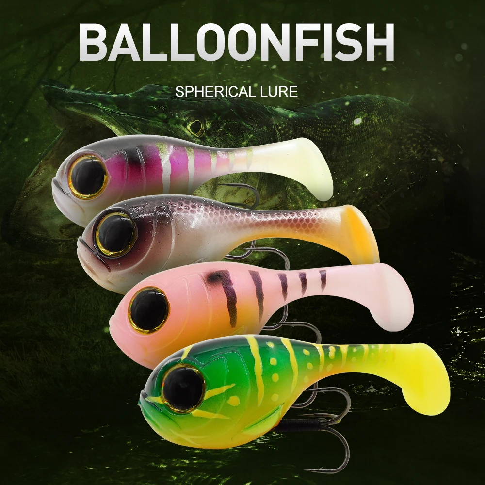 ESFISHING-cebo suave de silicona, pez globo, 82mm, 24g, 1 Uds., Deraball con anzuelo de calidad, aparejos de Pesca artificiales - imagen 2