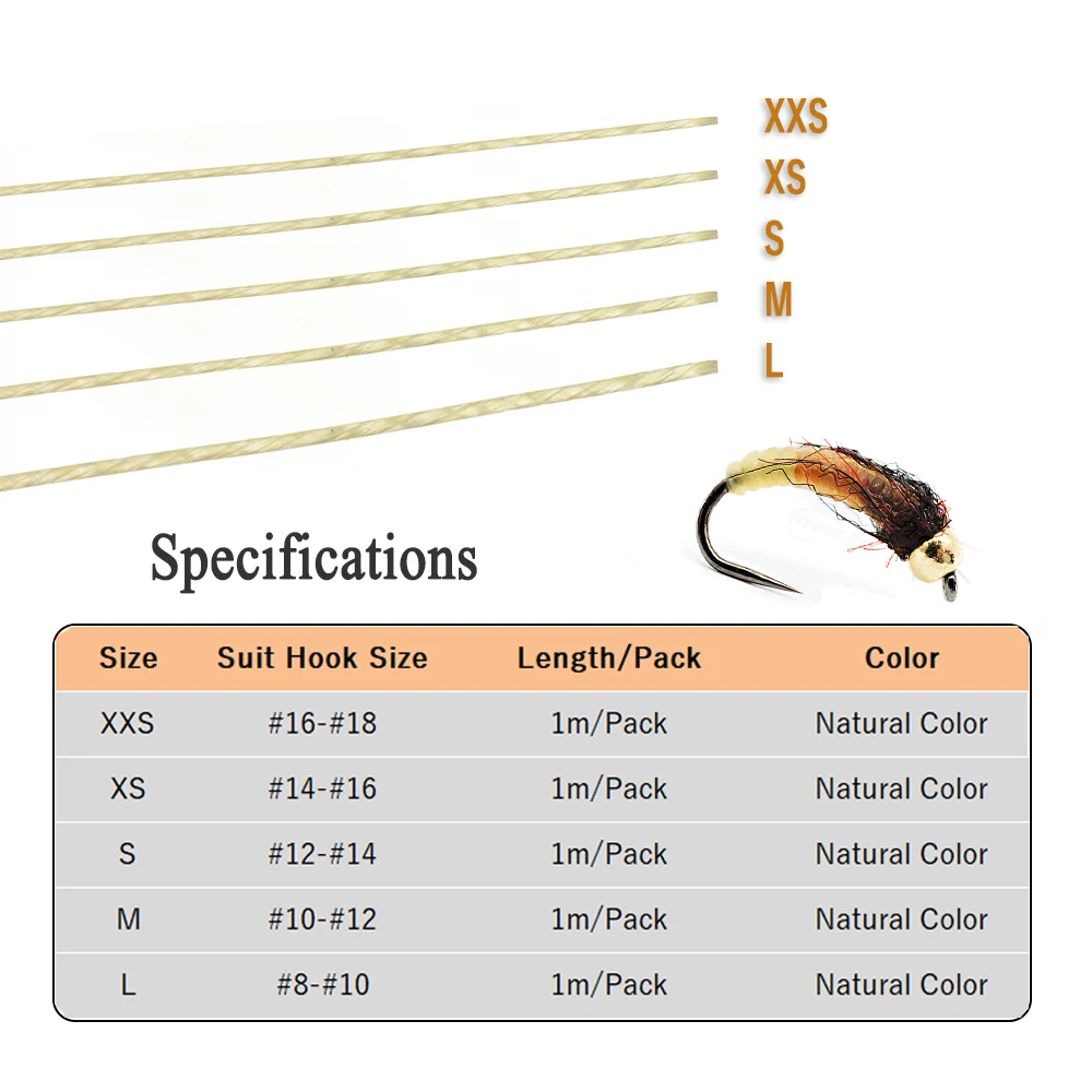 Wifreo-varillas pequeñas de Ninfa para Caddis Pupae, materiales de atado de moscas, 1m - imagen 3