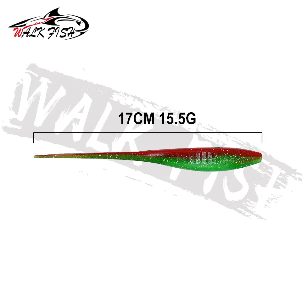 WALK FISH-señuelo de pesca con cebo suave, 3 uds., 170mm, 15,5g, cola dividida en forma de V, Swimbait, gusano, aparejos de pesca de agua dulce - imagen 3