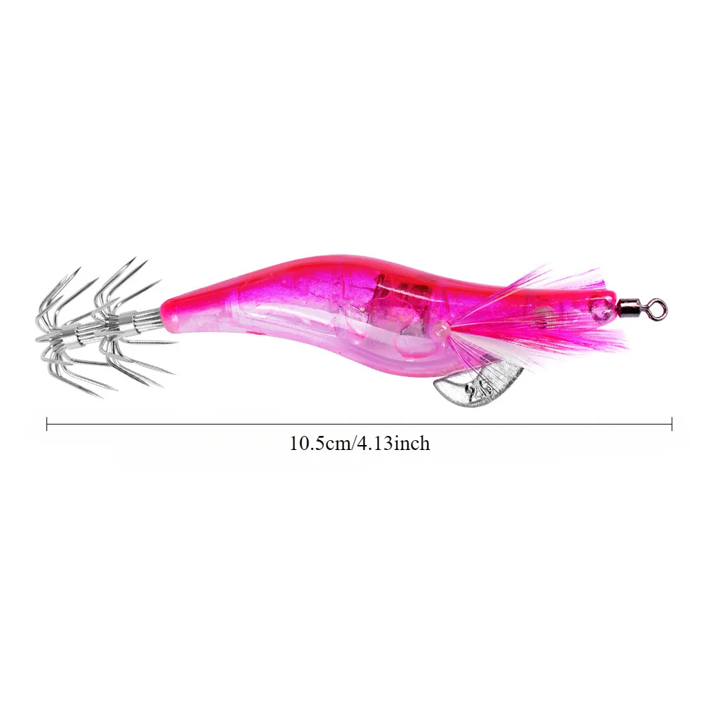 Señuelos de pesca LED con anzuelos de calamar, batería reemplazable, plantillas electrónicas para camarones, cebo duro, señuelo falso, equipo para peces, 6 uds. - imagen 4