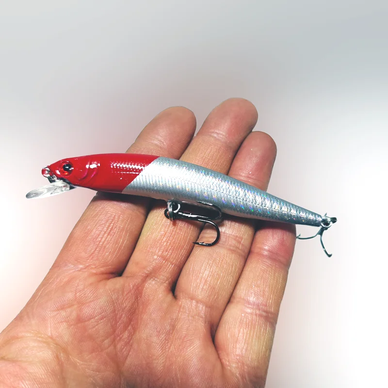 Juego de 10 piezas de cebos Lure Minnow, 10 cm 8,4 g, señuelos flotantes de fundición larga, atracción de peces biónicos 3D, especialmente para lubina y pik - imagen 5