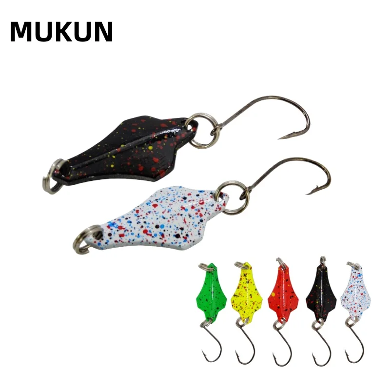 Señuelo de trucha MUKUN, cebo de cuchara pequeña, 3g, 28mm, señuelos de cuchara de pesca de Metal coloridos para trucha