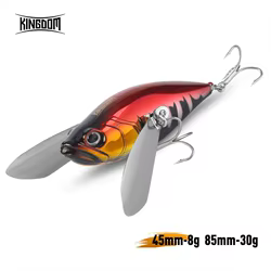 Kingdom-señuelo de pesca flotante biónico, Topwater, 8g, 30g, 45mm, 85m, Wobbler, alas de Metal, ruidoso, Atificial, cebos de pesca duros, perca de lubina