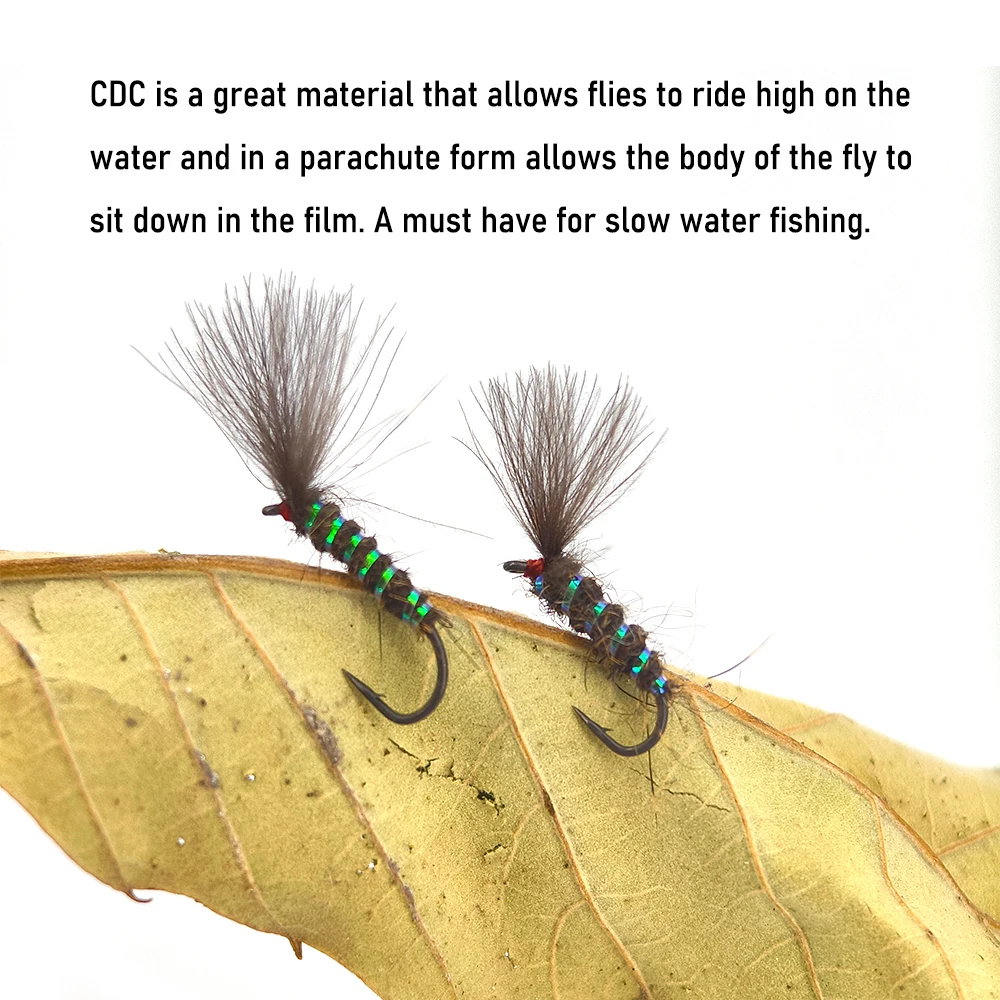 Wifreo 8 Uds gris CDC paracaídas alado moscas secas/mayfly trucha Grayling pesca con mosca señuelo Artificial cebo tamaño 16 #   14 #   Gancho de púas - imagen 4
