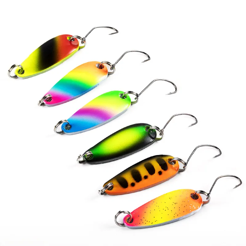 Cuchara de pesca de Metal, 3g, 28mm, con un solo gancho afilado, en blanco, para pesca de trucha, lubina, caballa - imagen 2