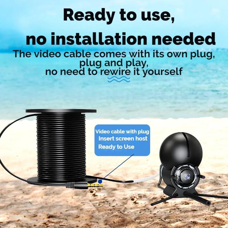 VZb100 % IPX8 Buscador de peces a prueba de agua, subacuático, cámara de pesca de 220 °, pantalla IPS de 1080P, visión nocturna de resistencia de 9 horas, 5,0 pulgadas - imagen 5