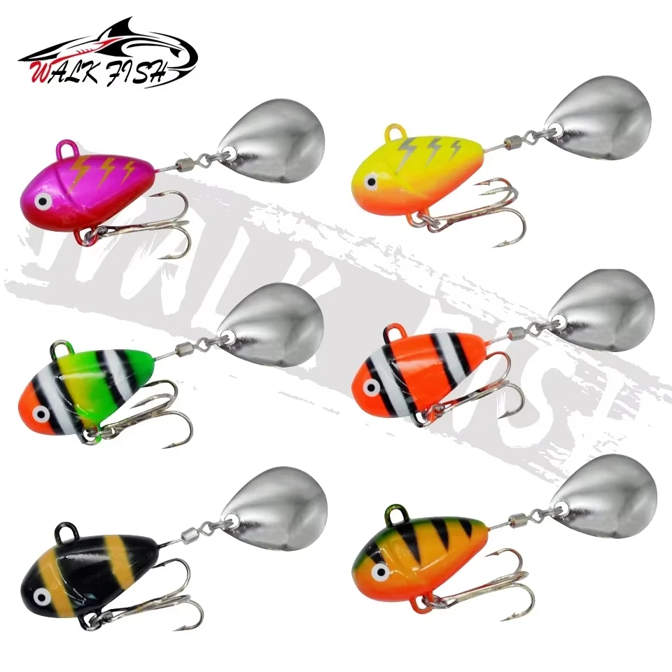 WALK FISH-señuelos de pesca Vib Spinner, 1 Uds., 10g, 16g, 28g, lentejuelas giratorias, Metal vibratorio, pesca en mar, cebo Artificial falso de agua dulce - imagen 4