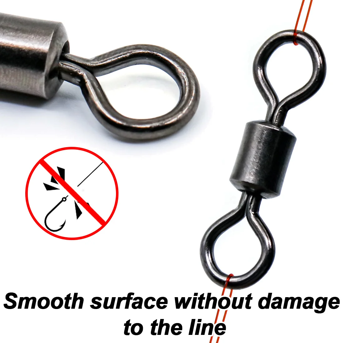 Kit de giratorios de pesca de barril de 9KM, aparejos de pesca giratorios, conectores de sedal de alta resistencia para agua salada, acero inoxidable negro - imagen 5