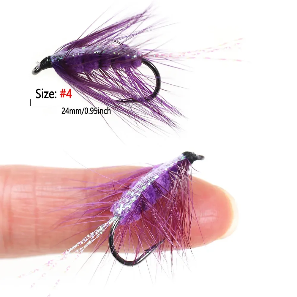 Bimoo 8PCS # Cebo de ninfa Artificial con mosca de gusano lanoso de chenilla sintética con respaldo de 4 Flash para señuelos de pesca de perca de trucha - imagen 3